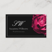 Klassische Schwarz-Weiß-Rote Rose mit Initialen Visitenkarte (Vorderseite)