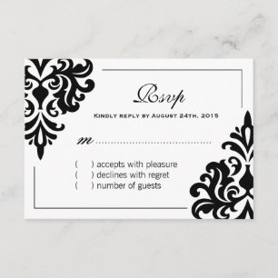 Klassische Schwarz-Weiß-RSVP-Karten RSVP Karte