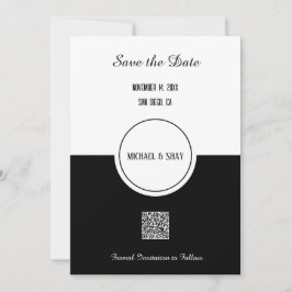 Klassische Schwarz-Weiß-Save the Date-Flachkarte Save The Date