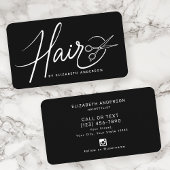 Klassische Schwarz-Weiß-Script-Haarstylist Visitenkarte