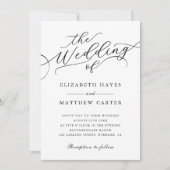 Klassische Schwarz-Weiß-Script-Hochzeit Einladung (Vorderseite)