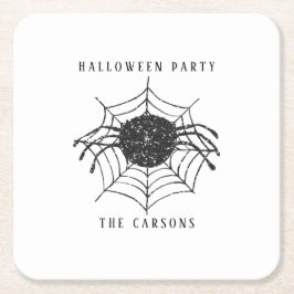 Klassische Schwarz-weiß Spider WebHalloween-Dekora Rechteckiger Pappuntersetzer