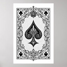 Klassische Schwarz-Weiß-Spielkarte Wand an Wand Poster