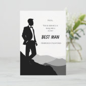 Klassische Schwarz/Weiß-Trauzeuge-Angebotskarte Einladung (Stehend Vorderseite)
