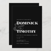 Klassische Schwarz-Weiß-Typografie-Hochzeit Einladung (Vorne/Hinten)