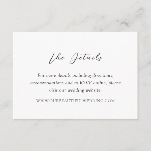 Klassische Schwarz-Weiß-Zeitlose Hochzeit Begleitkarte (Vorderseite)