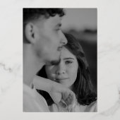 Klassische Schwarz-Weiß-Zeitlose Hochzeit Folieneinladung (Rückseite)