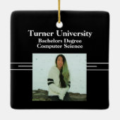 Klassische Schwarz-Weiß-Zwei-Foto-Graduate Keramikornament (Rückseite)