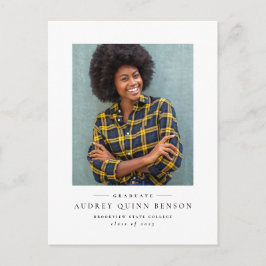 Klassische Schwarz-weiße Abschluss-Einladung Postk Feiertagspostkarte