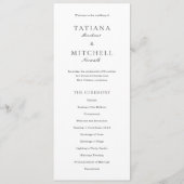 Klassische schwarz-weiße elegante Hochzeit Programm (Vorderseite)
