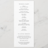 Klassische schwarz-weiße elegante Hochzeit Programm (Rückseite)