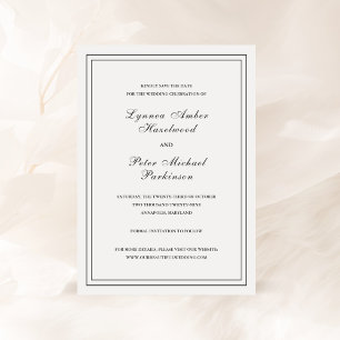 Klassische schwarz-weiße elegante Hochzeit Save The Date