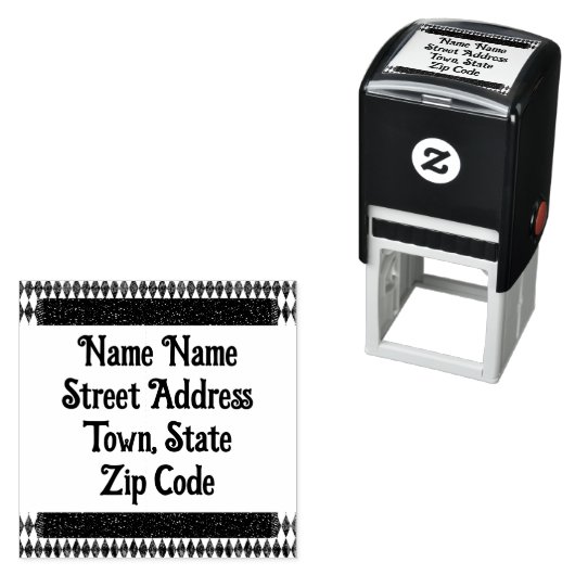 Klassische Schwarz-weiße Harlequin Diamond Raute Permastempel (Beispiel)