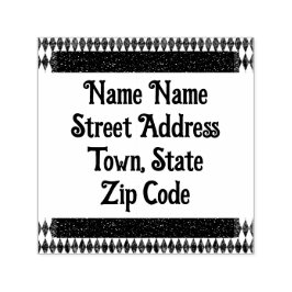 Klassische Schwarz-weiße Harlequin Diamond Raute Permastempel