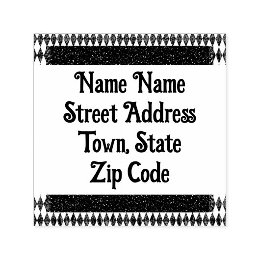 Klassische Schwarz-weiße Harlequin Diamond Raute Permastempel (Design)