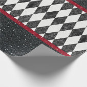 Klassische Schwarz-weiße Harlequin Raute Diamant Geschenkpapier (Ecke)