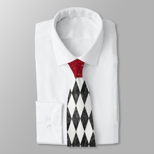 Klassische Schwarz-weiße Harlequin Raute Diamant Krawatte (Gebunden)