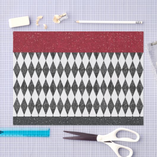 Klassische Schwarz-weiße Harlequin Raute Diamant Seidenpapier (Handwerk)