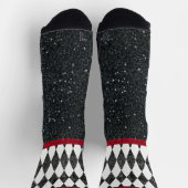 Klassische Schwarz-weiße Harlequin Raute Diamant Socken (Oben)