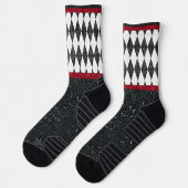 Klassische Schwarz-weiße Harlequin Raute Diamant Socken (Links)