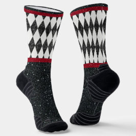 Klassische Schwarz-weiße Harlequin Raute Diamant Socken