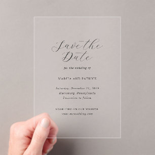 Klassische schwarz-weiße Hochzeit - Save-the-Date- Acryleinladungen