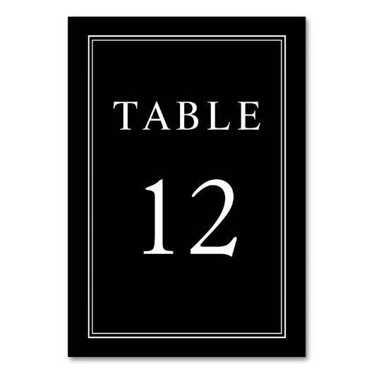 Klassische Schwarz-weiße Hochzeit Tischnummer (Vorderseite)