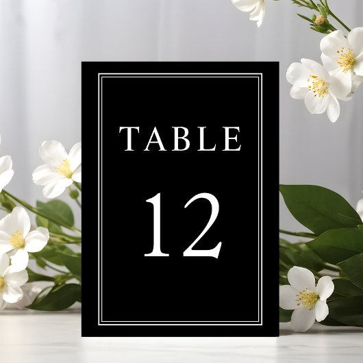 Klassische Schwarz-weiße Hochzeit Tischnummer