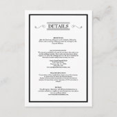 Klassische Schwarz-weiße Hochzeitdetails Begleitkarte (Vorderseite)