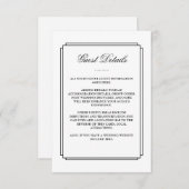 Klassische Schwarz-weiße Hochzeitgastdetails Begleitkarte (Vorne/Hinten)