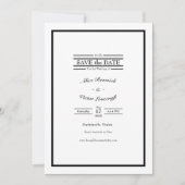 Klassische Schwarz-weiße Hochzeitmonogramm Save The Date (Vorderseite)