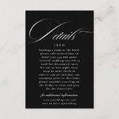 Klassische Schwarz-weiße Hochzeitsdetails Begleitkarte (Vorderseite)