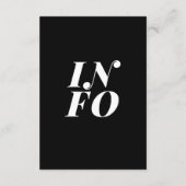 Klassische Schwarz-weiße Hochzeitsinfo Begleitkarte (Rückseite)