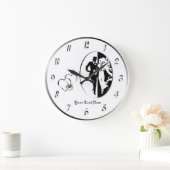 Klassische Schwarz-weiße Hochzeitsmauer individuel Große Wanduhr (Zuhause)