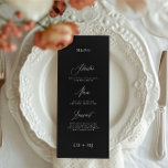 Klassische Schwarz-weiße Kalligraphie-Hochzeit Menükarte<br><div class="desc">Teil einer Sammlung *keine echte Folie</div>