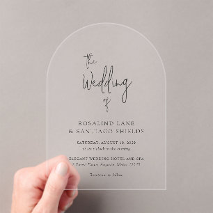 Klassische schwarz-weiße moderne Hochzeit Acryleinladungen