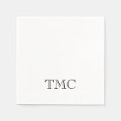 Klassische Schwarz-weiße Monogramm-Initialen Serviette (Vorderseite)