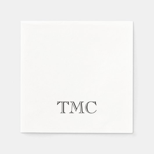 Klassische Schwarz-weiße Monogramm-Initialen Serviette (Vorderseite)