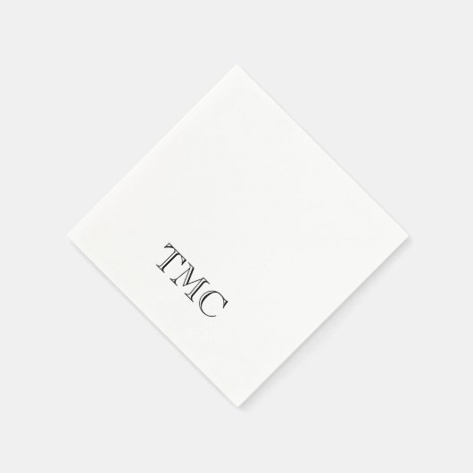 Klassische Schwarz-weiße Monogramm-Initialen Serviette (Ecke)