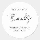 Klassische Schwarz-weiße Personalisierte Namen Hoc Runder Aufkleber (Vorderseite)