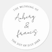 Klassische Schwarz-weiße Personalisierte Namen Hoc Runder Aufkleber (Vorderseite)