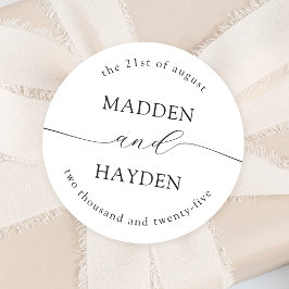 Klassische Schwarz-weiße Personalisierte Namen Hoc Runder Aufkleber