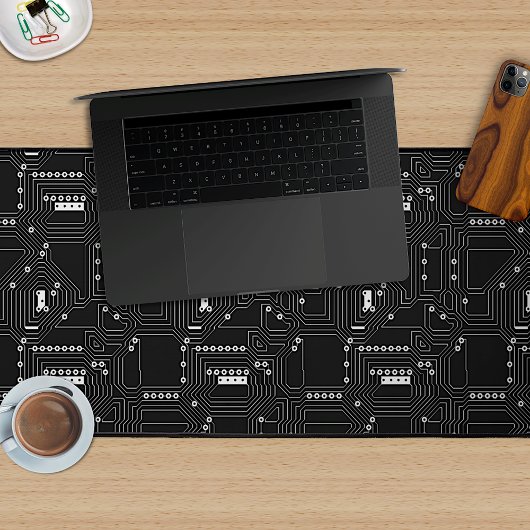 Klassische Schwarz-weiße Retro-Computerplatine Schreibtischunterlage