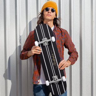 Klassische Schwarz-weiße Streifen Cooler Skater Mo Skateboard