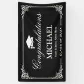 Klassische Schwarz-weiße Vintage Frame Graduation Banner (Vertikal)