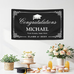 Klassische Schwarz-weiße Vintage Frame Graduation  Banner