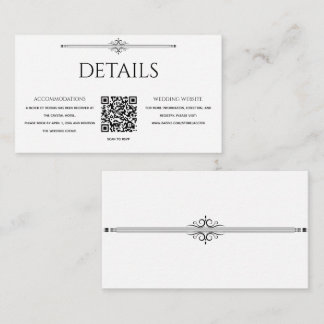 Klassische schwarz-weiße Vintage-QR-Code-Hochzeit Begleitkarte