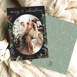 Klassische Schwarz-weiße Weihnachts-Fotokarte Feiertagskarte