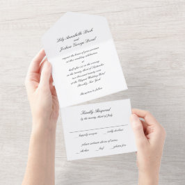 Klassische schwarz-weiße zeitlose Hochzeit All In One Einladung