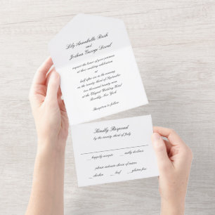 Klassische schwarz-weiße zeitlose Hochzeit All In One Einladung